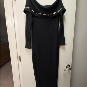 NWT Target Black Off-Shoulder Maxi Dress with Silver Embellishment